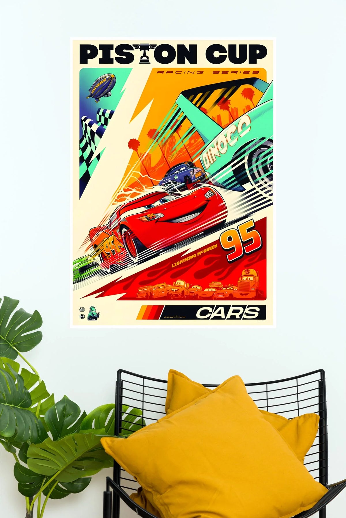 Disney Pixar Cars Piston Cup Poster | Lightning McQueen 95 Racing Wall Art  (Animated Movie Posters)