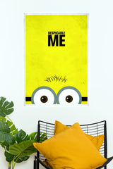 Despicable Me Minions Minimal Poster | Yellow Cartoon Wall Art  (Animated Movie Posters)