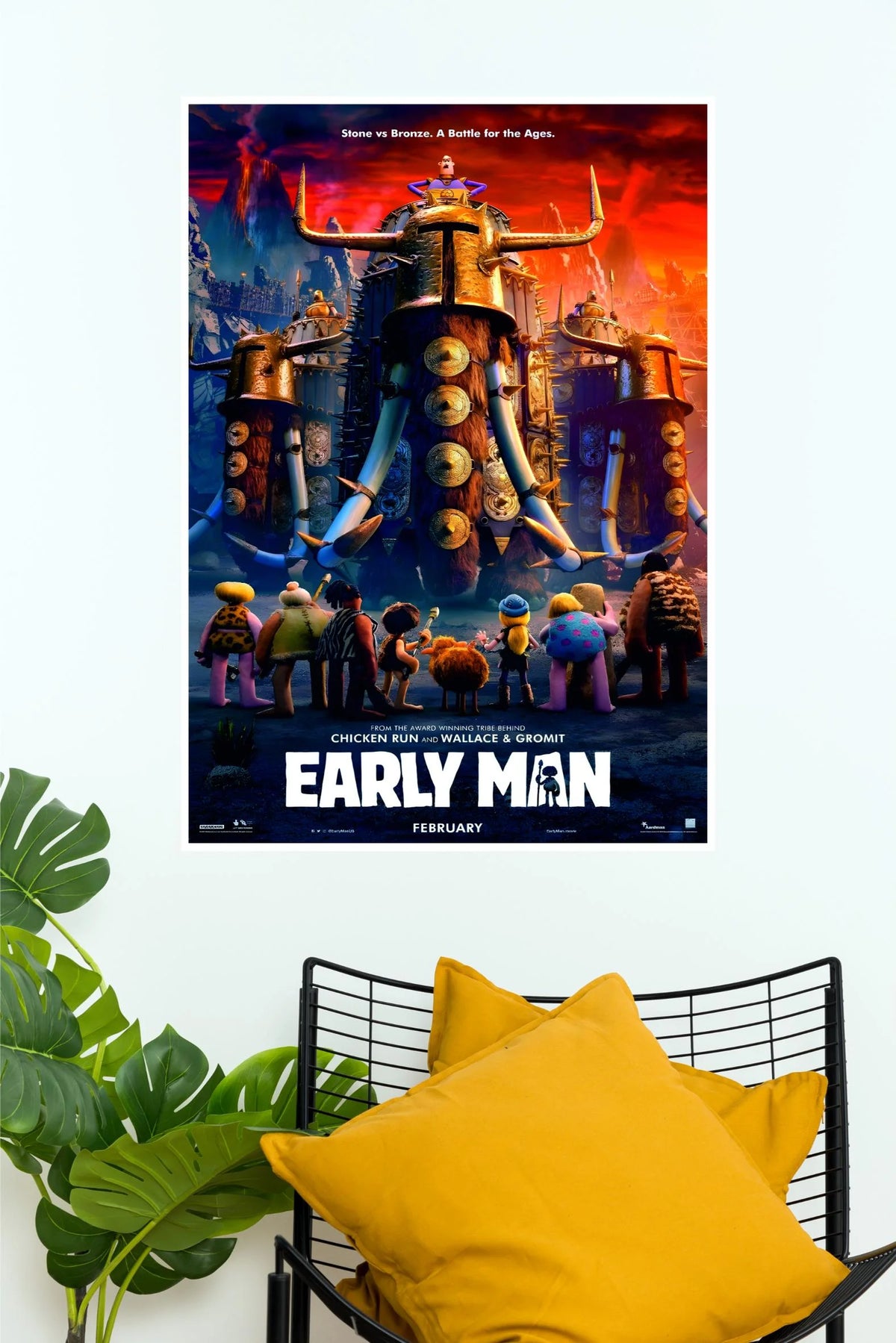 Early Man Animated Movie Poster | Stone Age Adventure Cartoon Wall Art  (Animated Movie Posters)