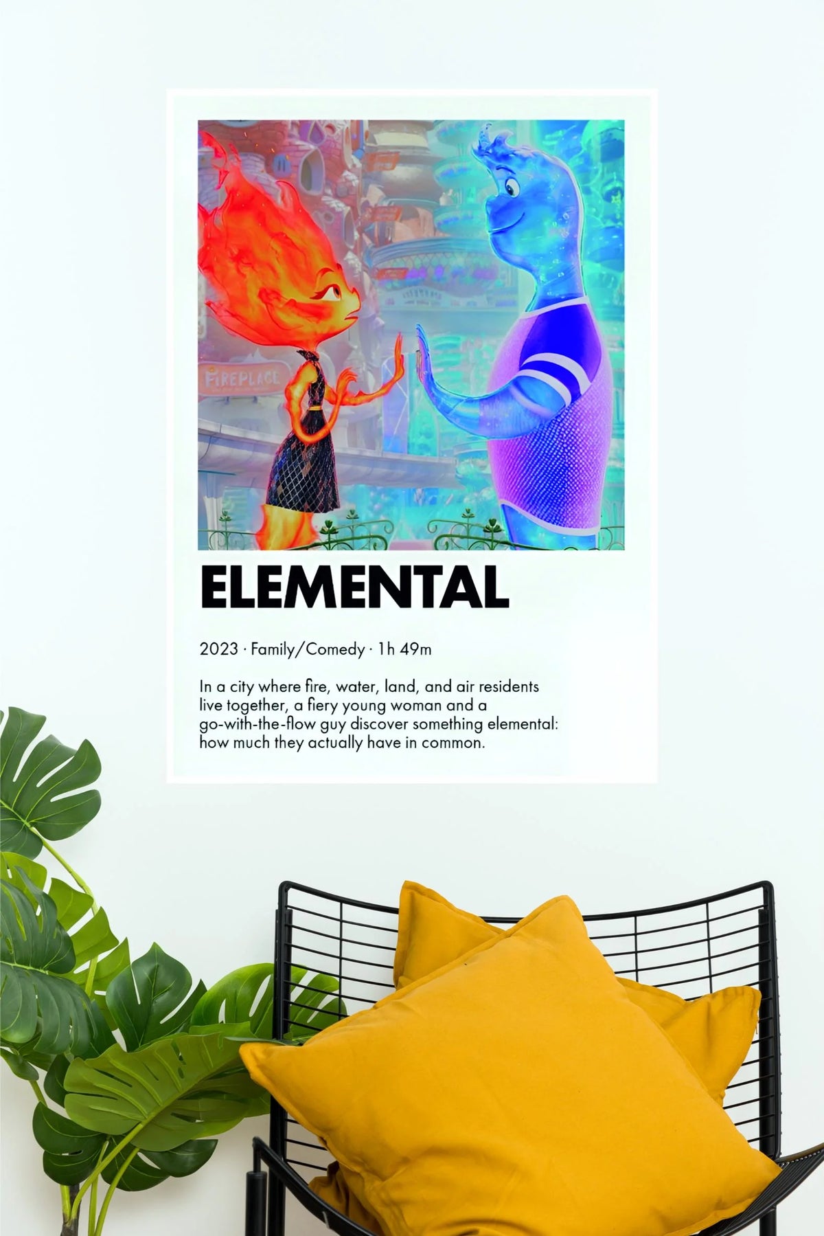 Disney Pixar Elemental Movie Poster | Ember & Wade Romantic Cartoon Wall Art (Animated Movie Posters)