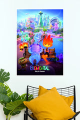 Disney Pixar Elemental Movie Poster | Ember & Wade Colourful Animated Wall Art  (Animated Movie Posters)