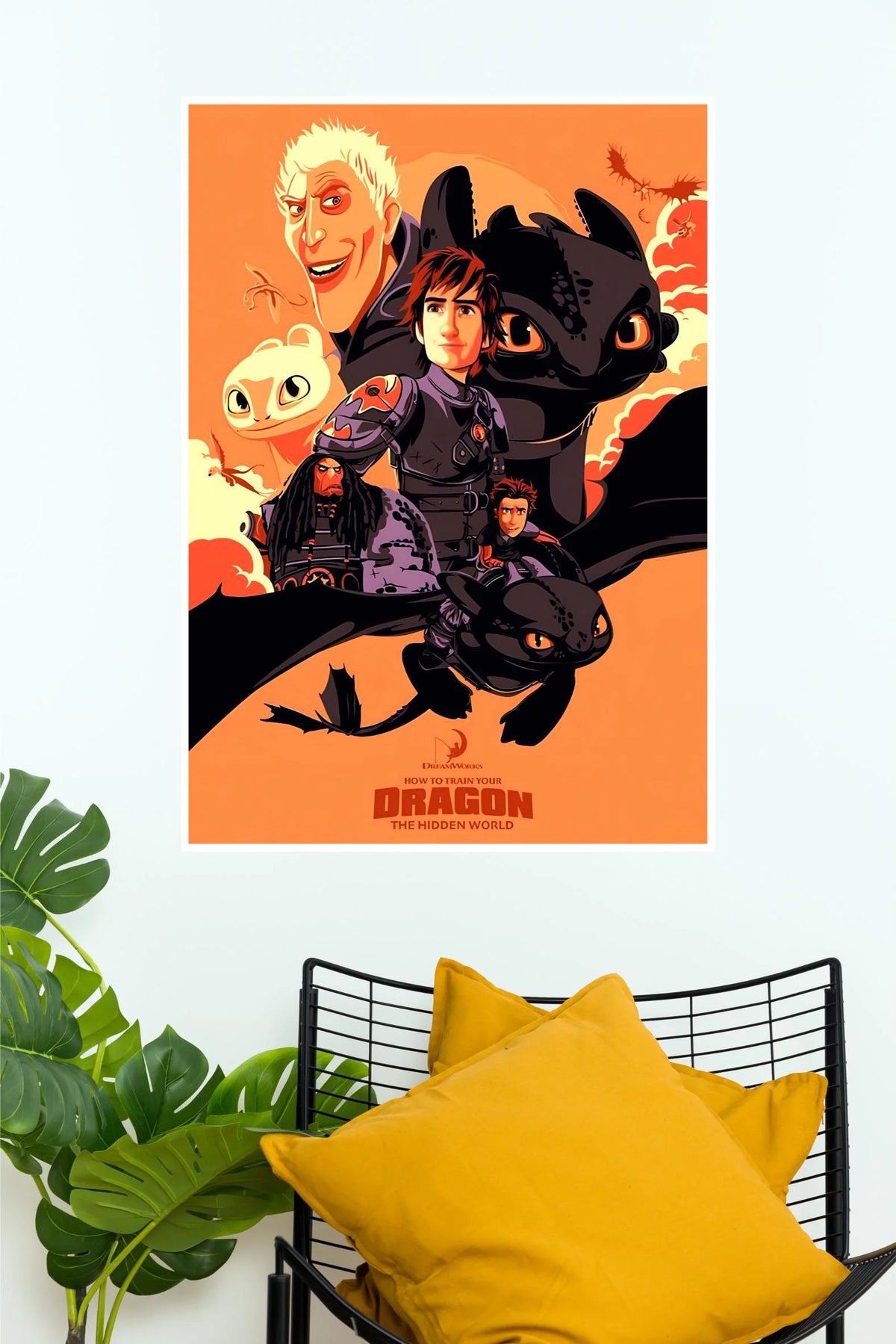 How to Train Your Dragon The Hidden World Poster | Toothless & Hiccup Orange Fantasy Wall Art (Animated Movie Posters)