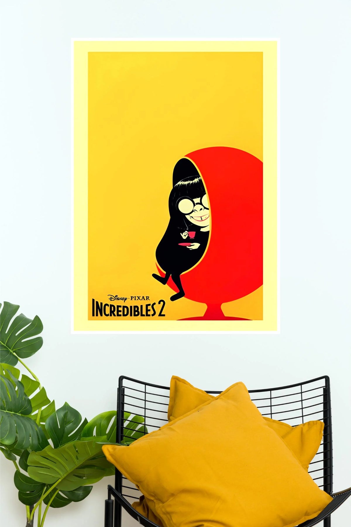 The Incredibles Edna Mode Minimalist Movie Poster | Yellow Aesthetic Animated Wall Art (Animated Movie Posters)