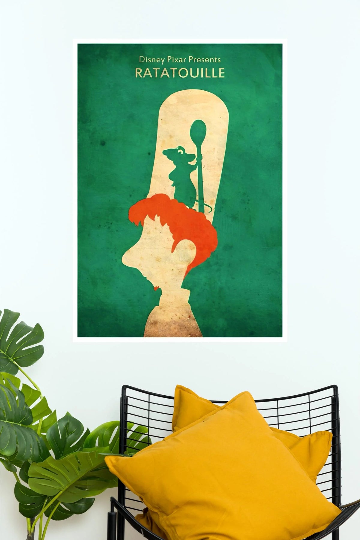 Ratatouille Remy & Linguini Minimalist Movie Poster | Vintage Green Aesthetic Wall Art  (Animated Movie Posters)