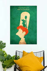 Ratatouille Remy & Linguini Minimalist Movie Poster | Vintage Green Aesthetic Wall Art  (Animated Movie Posters)