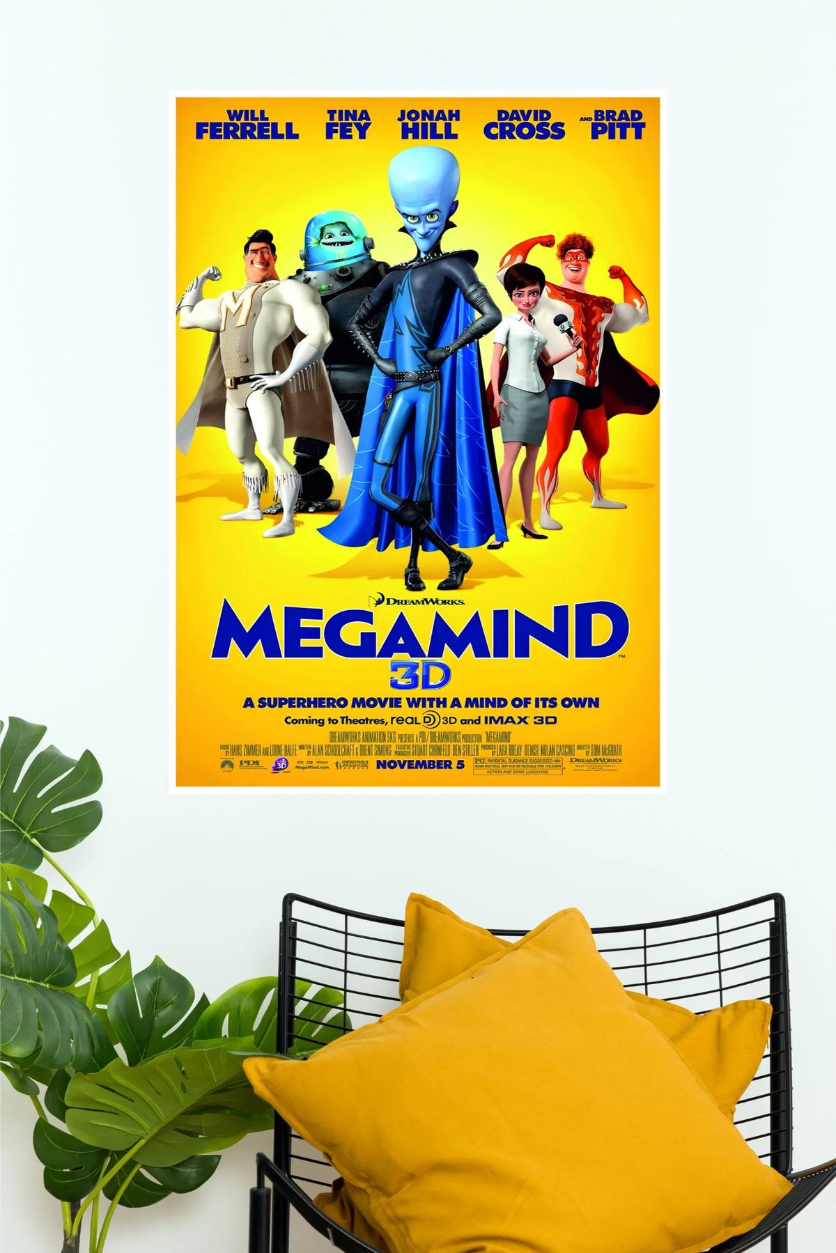 Megamind Animated Superhero Movie Wall Poster | Yellow Edition  (Animated Movie Posters)