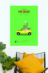 Mr Bean Classic Mini Car Minimalist Comedy Wall Poster(Animated Movie Posters)