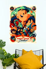 Popeye the Sailor Man Cartoon Wall Poster | Vintage Retro Animated Character Wall Art  (Animated Movie Posters)