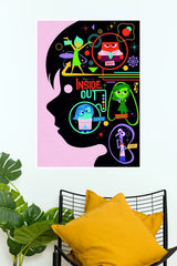 Inside Out Disney Pixar Movie Wall Poster | Joy, Anger, Sadness, Disgust & Fear Aesthetic Wall Art  (Animated Movie Posters)