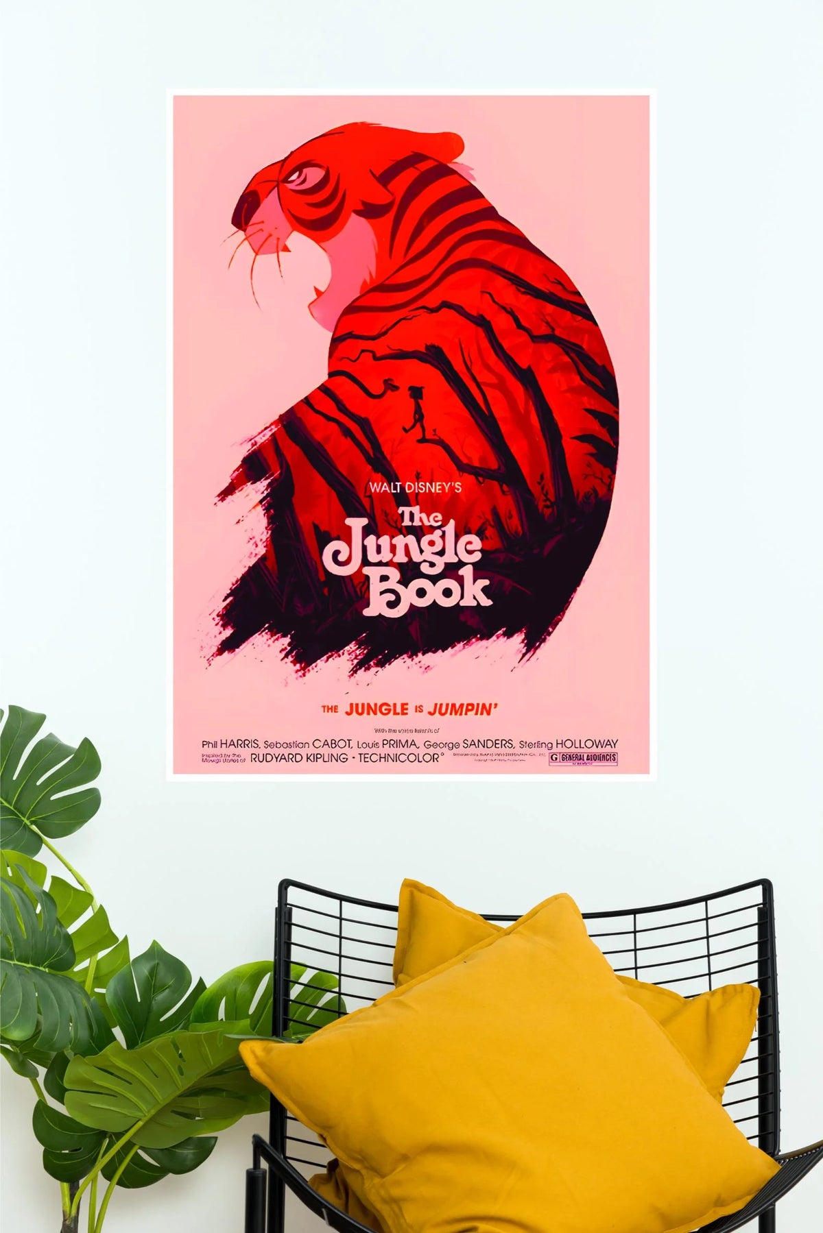 Disney The Jungle Book Red Tiger Vintage Aesthetic Wall Poster (Animated Movie Posters)
