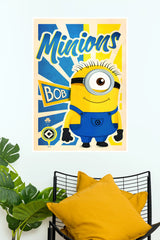 Minions Bob Cartoon Wall Poster | Cute Yellow & Blue Animated Movie Wall Art  (Animated Movie Posters)