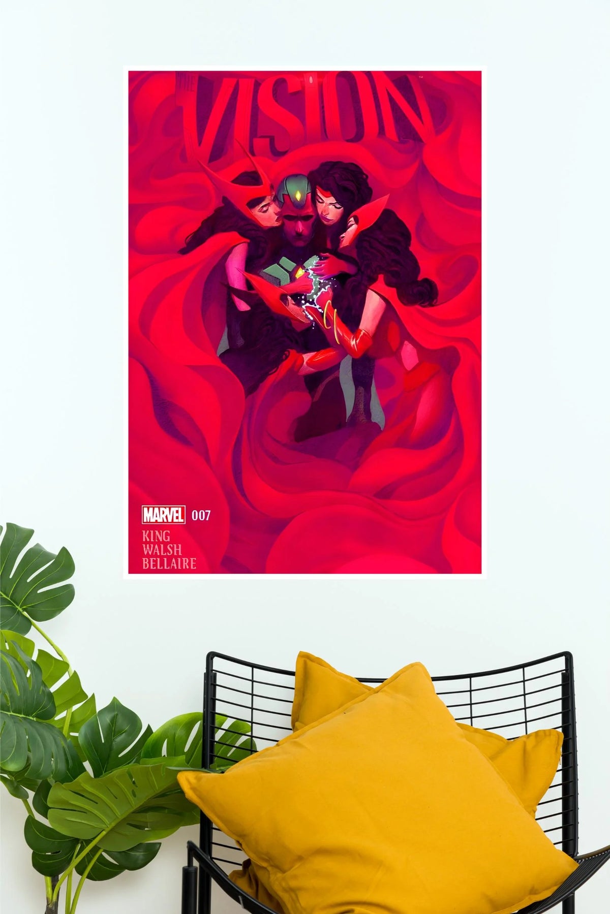 Marvel Vision and Scarlet Witch Love Comic Wall Poster | Red Aesthetic Superhero Wall Art  (Animated Movie Posters)