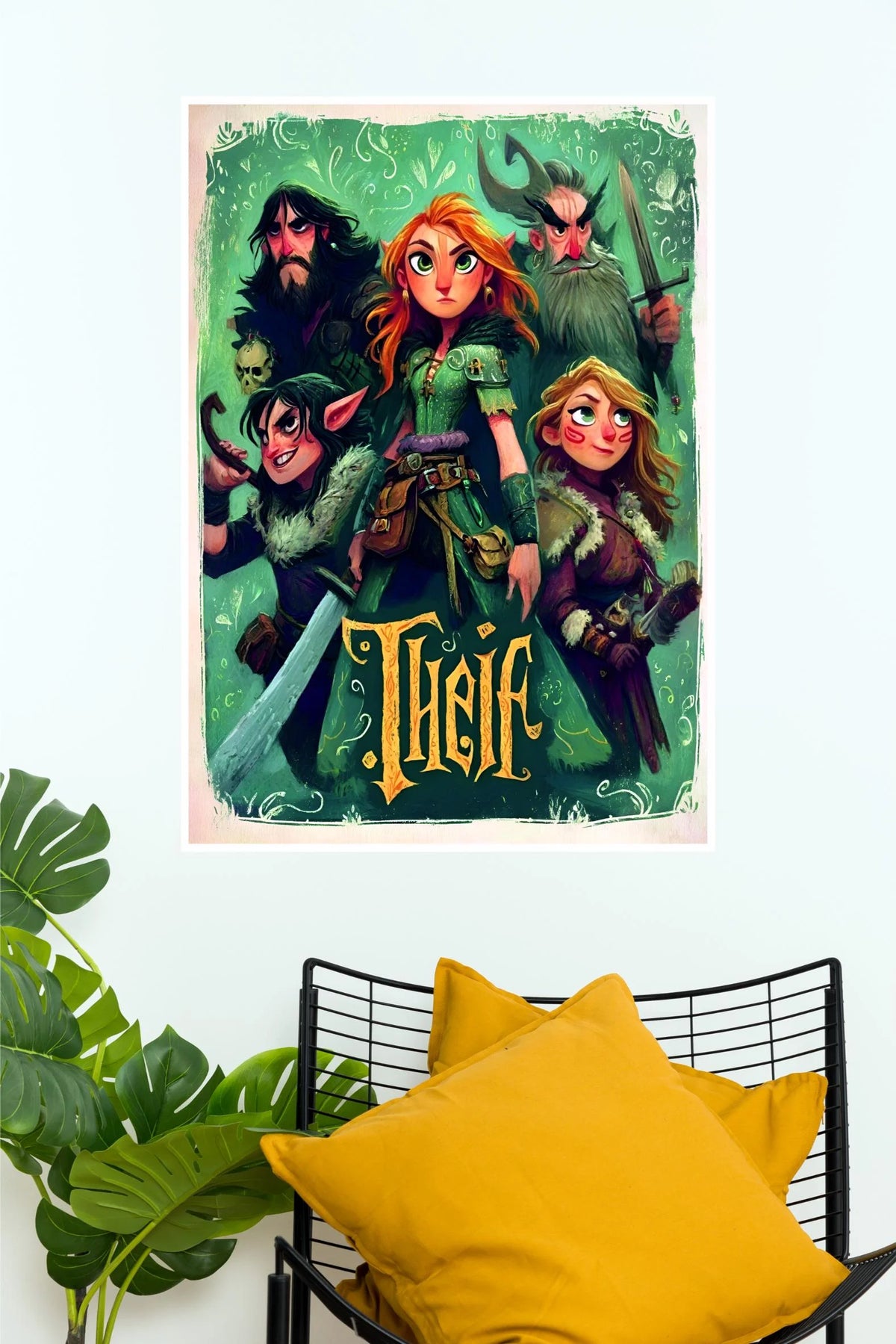 Thief Fantasy Adventure Character Wall Poster | Vintage Green RPG Gaming Wall Art   (Animated Movie Posters)