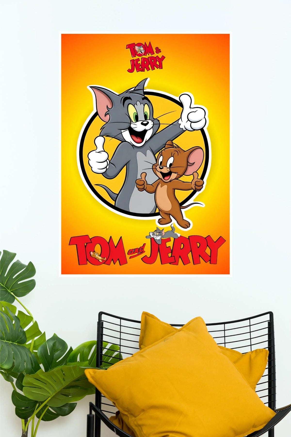 Tom and Jerry Classic Cartoon Wall Poster | Orange Yellow Aesthetic Animated Wall Art  (Animated Movie Posters)
