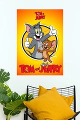 Tom and Jerry Classic Cartoon Wall Poster | Orange Yellow Aesthetic Animated Wall Art  (Animated Movie Posters)
