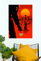 Disney Pixar Toy Story Woody Cowboy Sunset Wall Poster | Red Cinematic Movie Wall Art  (Animated Movie Posters)