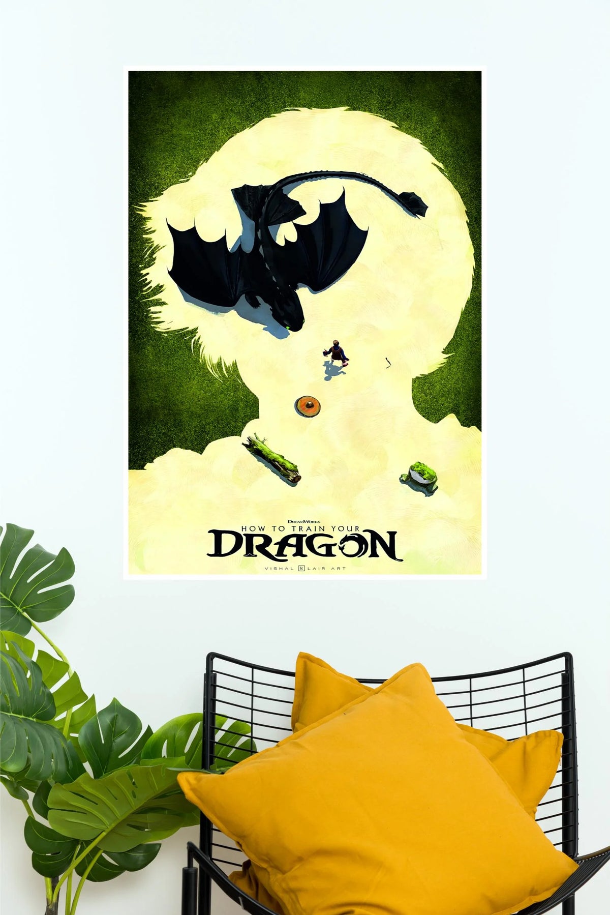 How to Train Your Dragon Toothless & Hiccup Minimalist Wall Poster | DreamWorks Animated Movie Wall Art   (Animated Movie Posters)