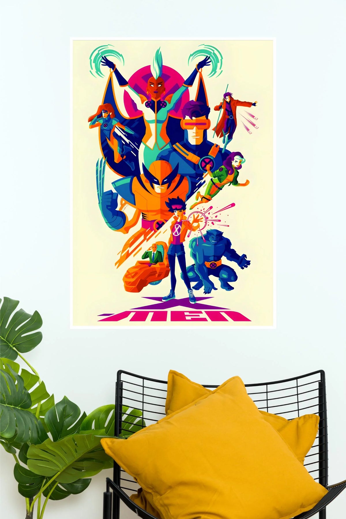Marvel X-Men Superhero Team Wall Poster | Colorful Retro Comic Book Aesthetic Wall Art  (Animated Movie Posters)