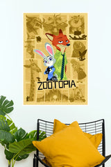 Zootopia Disney Movie Wall Poster | Nick Wilde & Judy Hopps Cartoon Aesthetic Wall Art  (Animated Movie Posters)