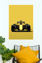 Yellow Formula Racing Car Minimalist Wall Poster  (Formula Poster)