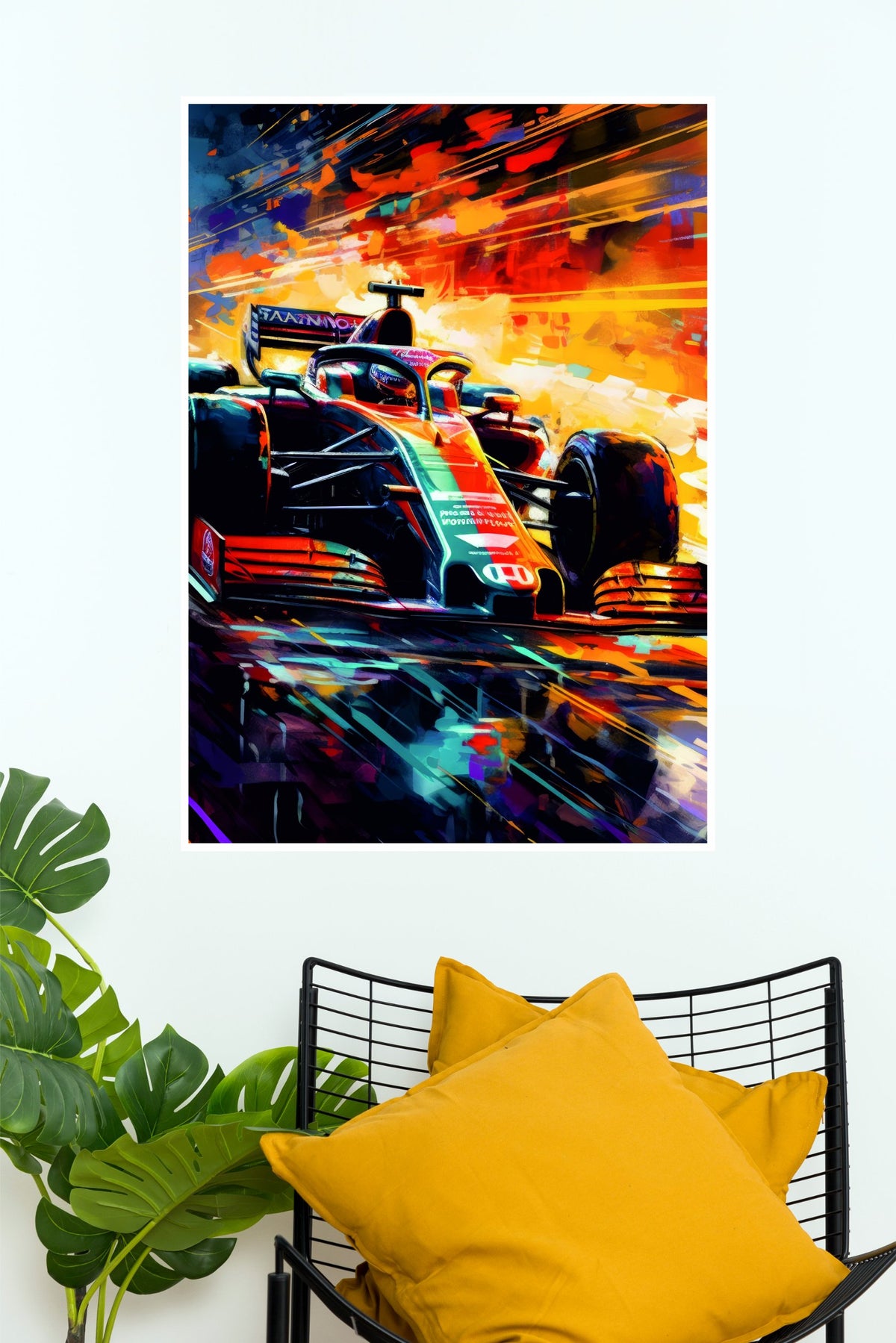 Vibrant Formula Racing Car Abstract Wall Poster  (Formula Poster)