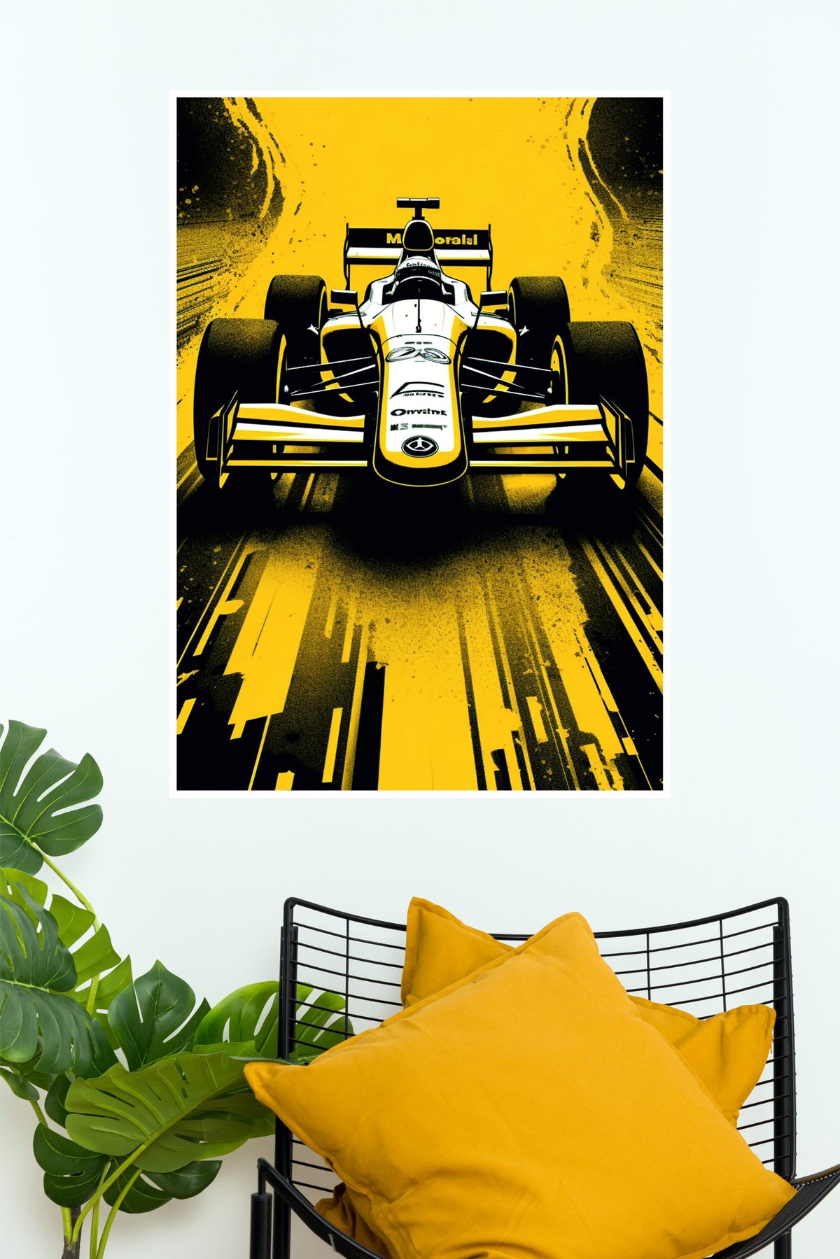 Yellow Thunder Formula Racing Car Wall Poster  (Formula Poster)