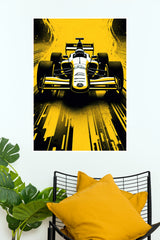 Yellow Thunder Formula Racing Car Wall Poster  (Formula Poster)