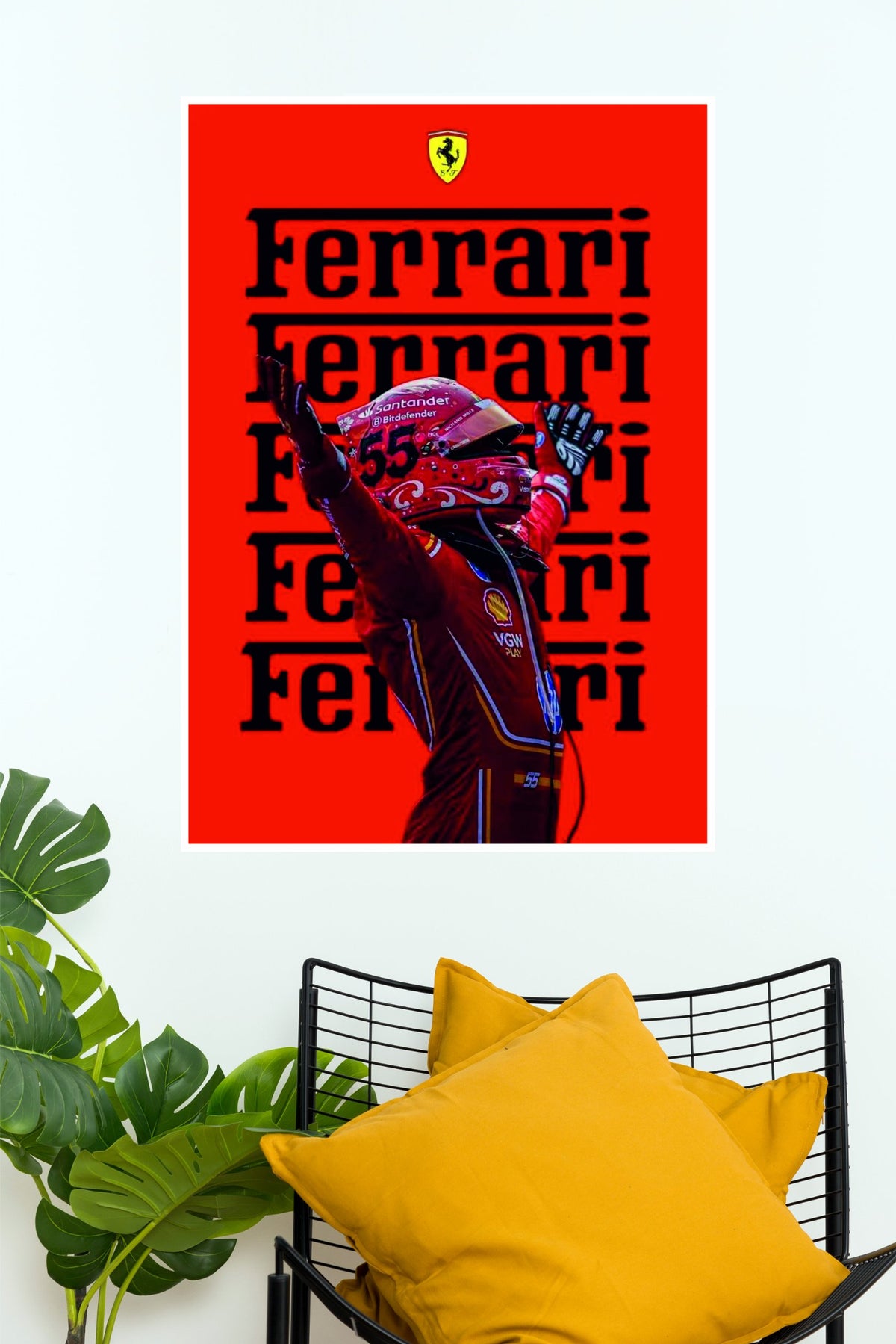 Ferrari Carlos Sainz Racing Celebration Wall Poster  (Formula Poster)