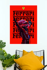 Ferrari Carlos Sainz Racing Celebration Wall Poster  (Formula Poster)