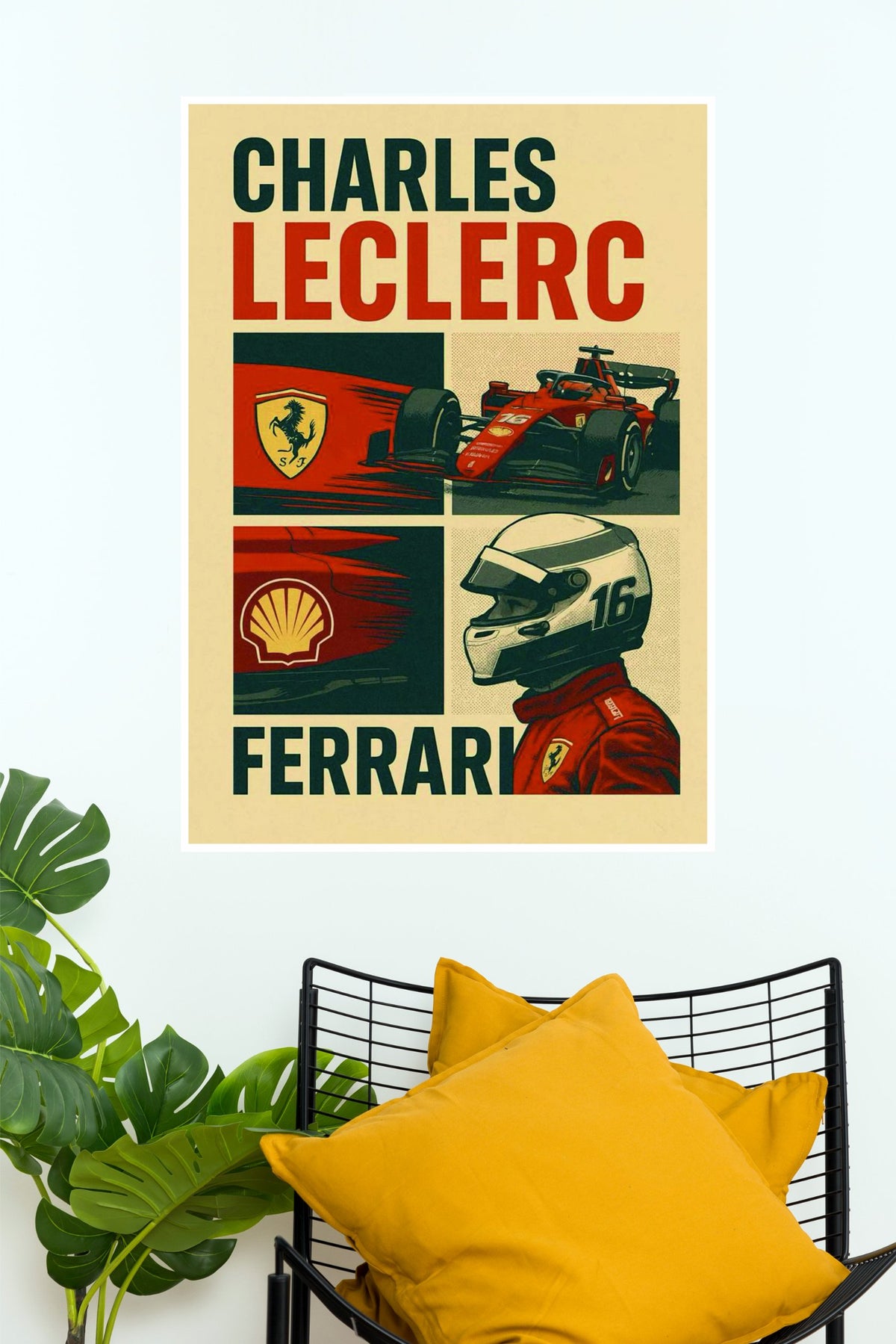 Charles Leclerc Ferrari Vintage Poster | Racing Wall Art  (Formula Poster)