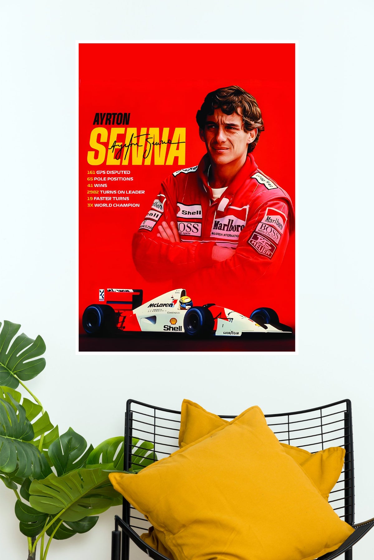 Ayrton Senna Racing Legend Red Edition Wall Poster (Formula Poster)