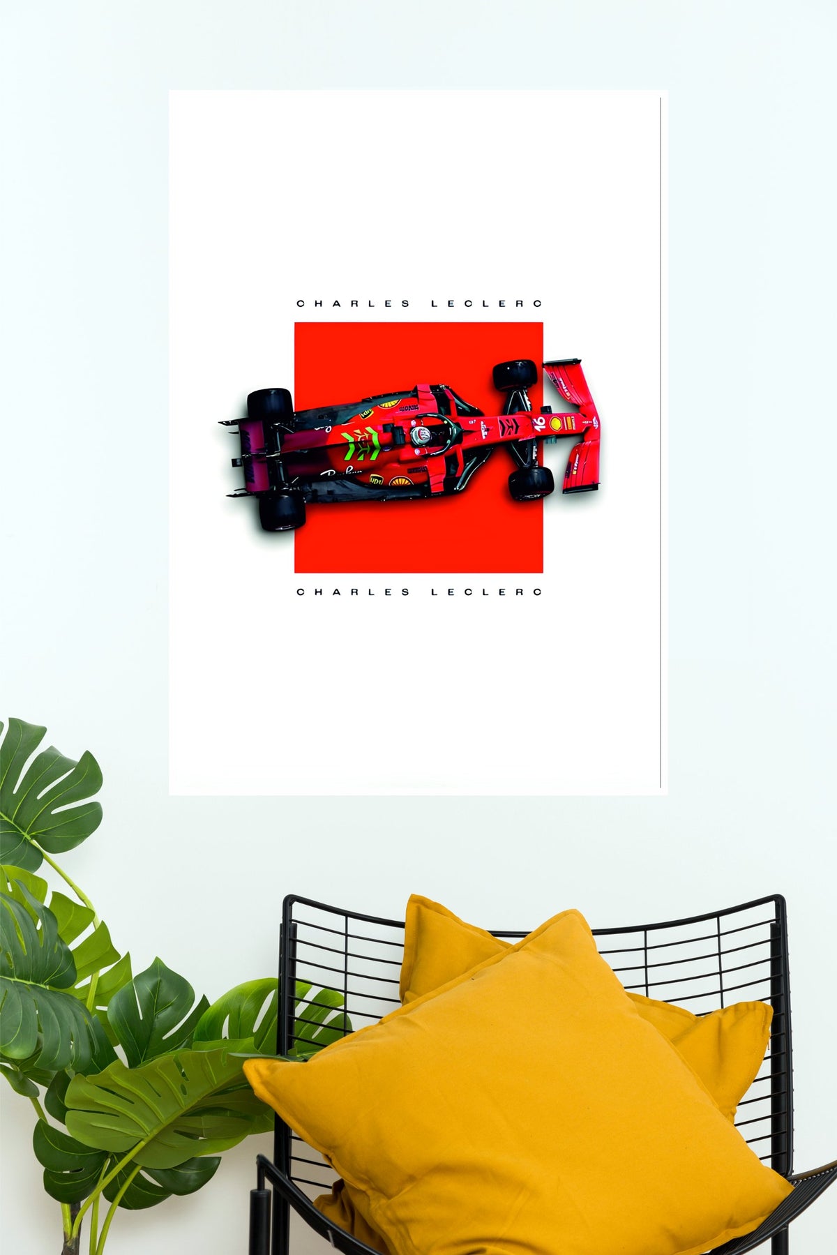 Charles Leclerc Ferrari Racing Minimalist Wall Poster (Formula Poster)