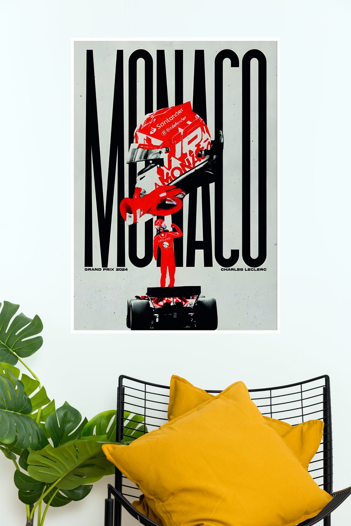 Charles Leclerc Ferrari Monaco Grand Prix Edition Wall Poster  (Formula Poster)