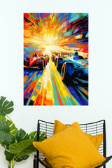 Race Ready Color Burst Formula Racing Wall Poster  (Formula Poster)