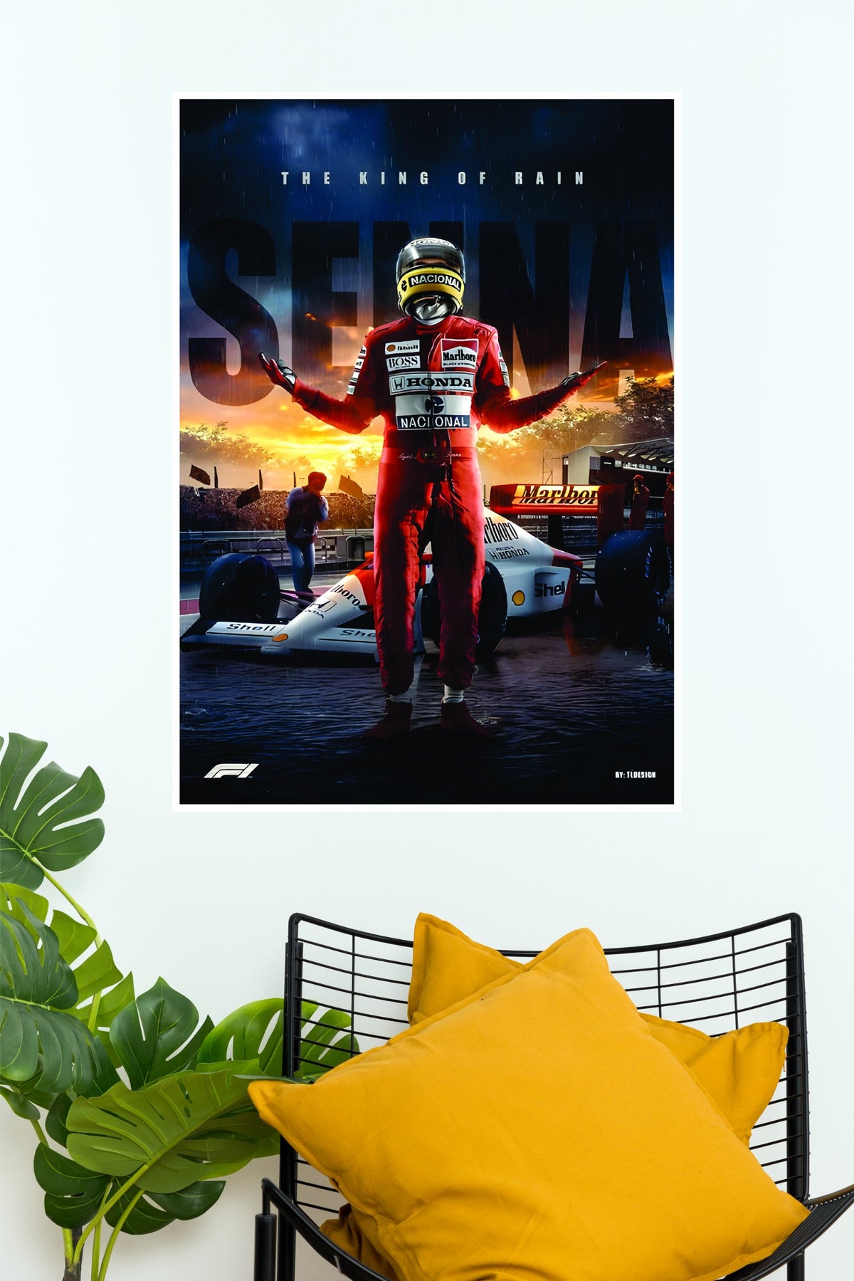 Ayrton Senna The King of Rain Racing Legend Wall Poster  (Formula Poster)