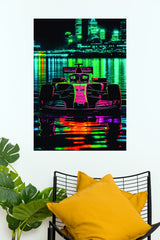 Neon Nights Formula Racing Wall Poster  (Formula Poster)