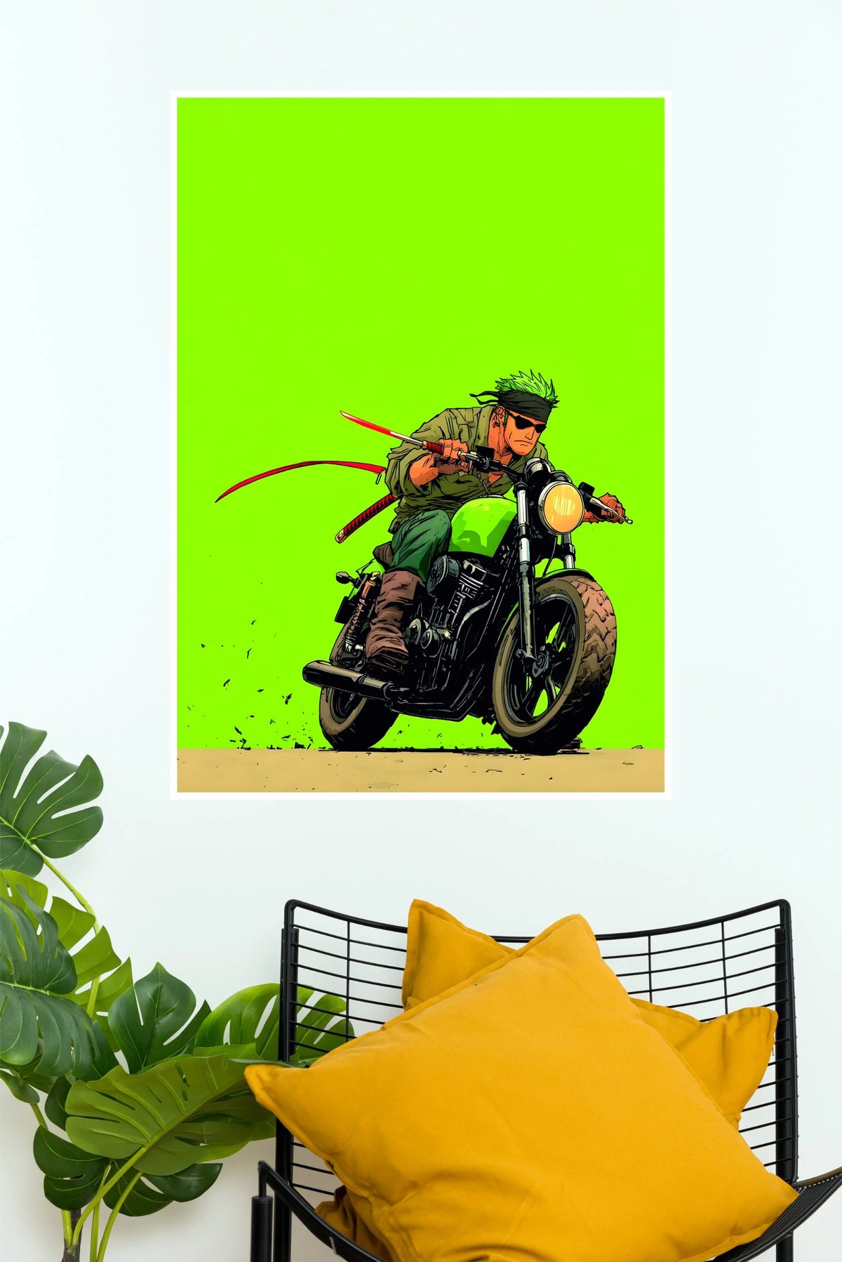 Anime Swordsman Green Rider Wall Poster  (Anime Posters)