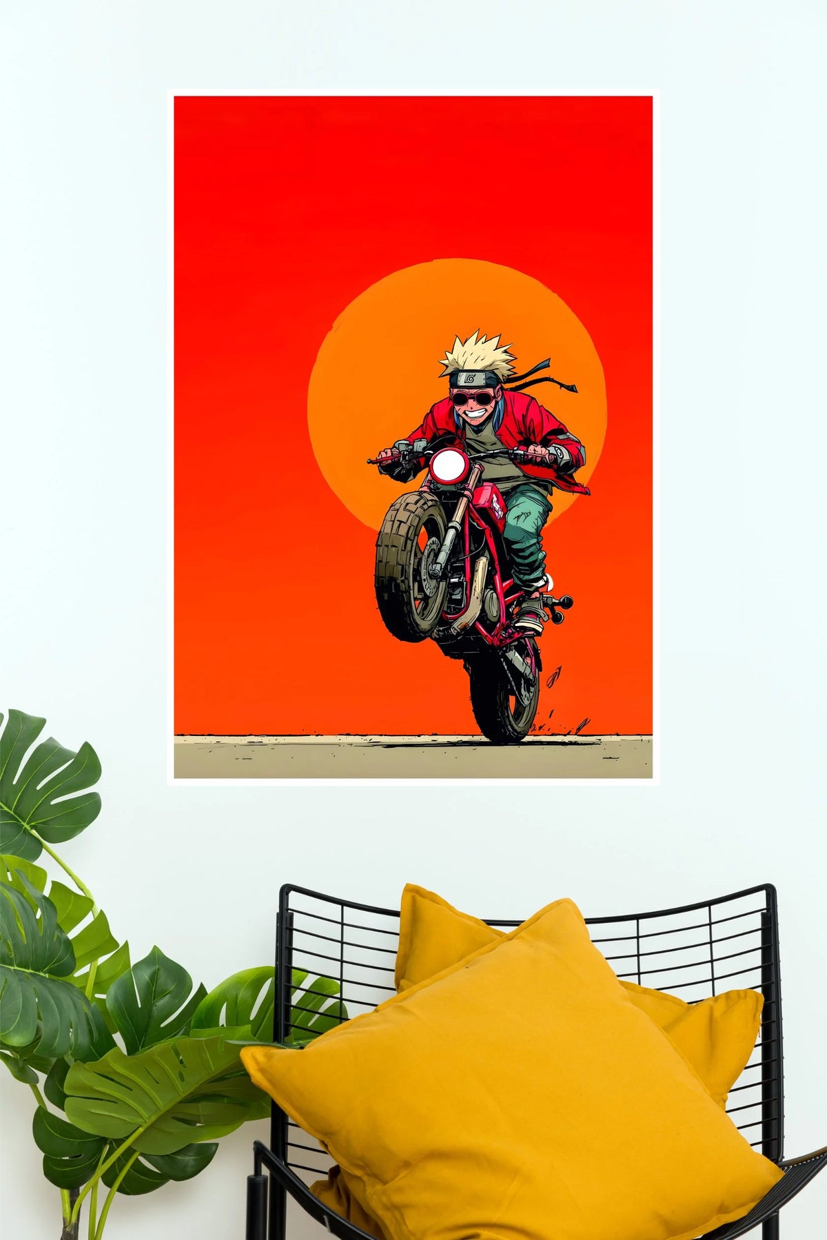 Naruto Uzumaki Motorcycle Wheelie Anime Wall Poster  (Anime Posters)