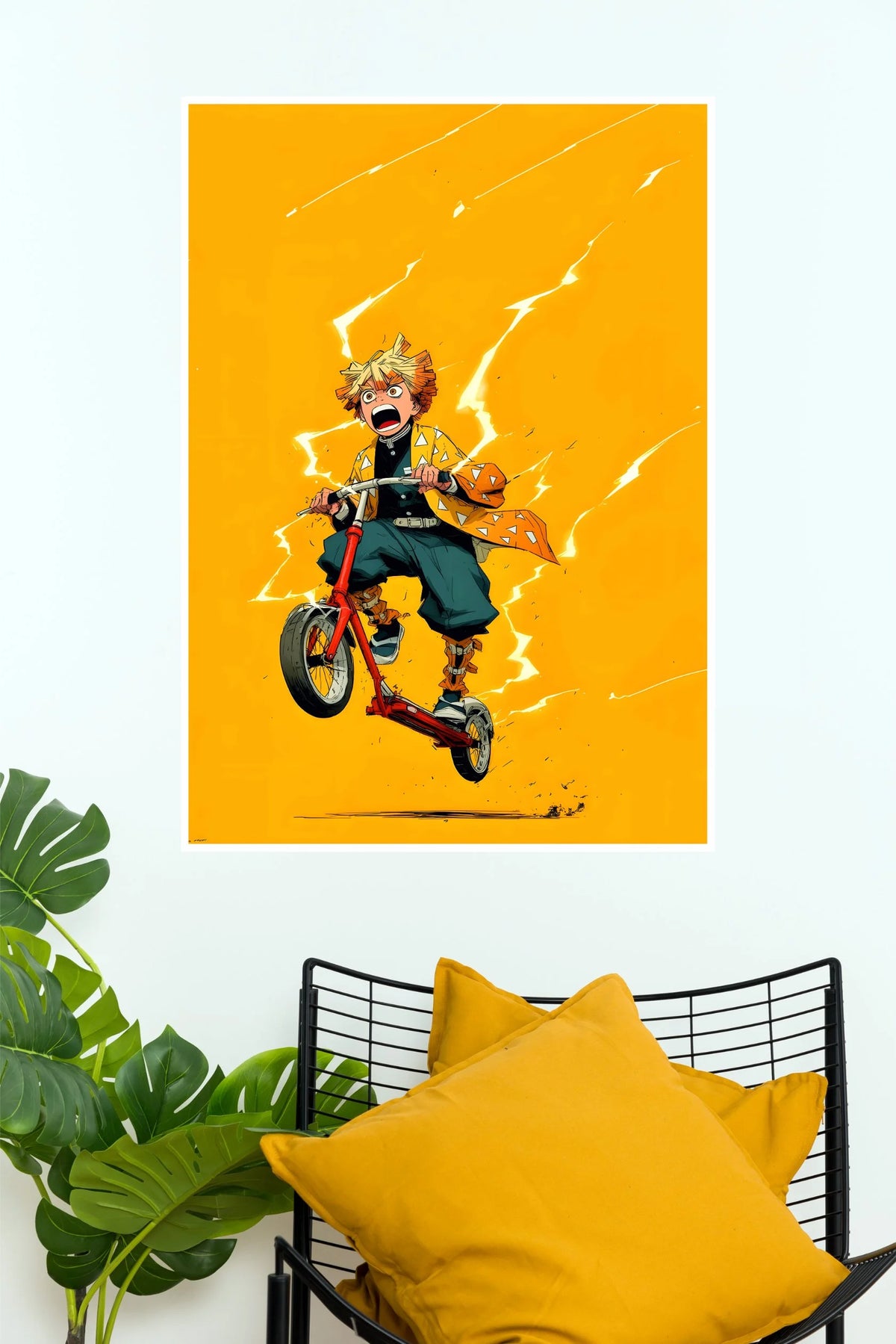 Zenitsu Agatsuma Thunder Scooter Anime Wall Poster  (Anime Posters)