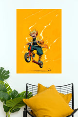 Zenitsu Agatsuma Thunder Scooter Anime Wall Poster  (Anime Posters)