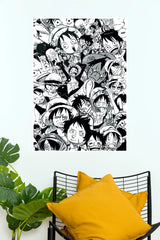 One Piece Luffy Expressions Manga Collage Wall Poster  (Anime Posters)