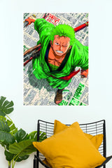 Roronoa Zoro Green Samurai Warrior Wall Poster (Anime Posters)