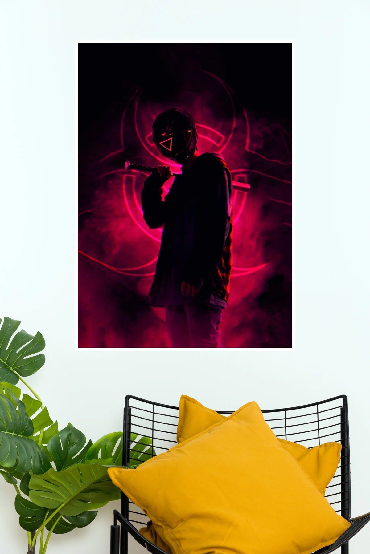 Neon Shadow Masked Warrior Poster | Dark Gaming Wall Art  (Anime Posters)