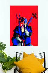 Oni Mask Blue Shadow Samurai  (Anime Posters)