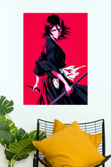 Rukia Kuchiki Crimson Samurai Anime Wall Poster  (Anime Posters)