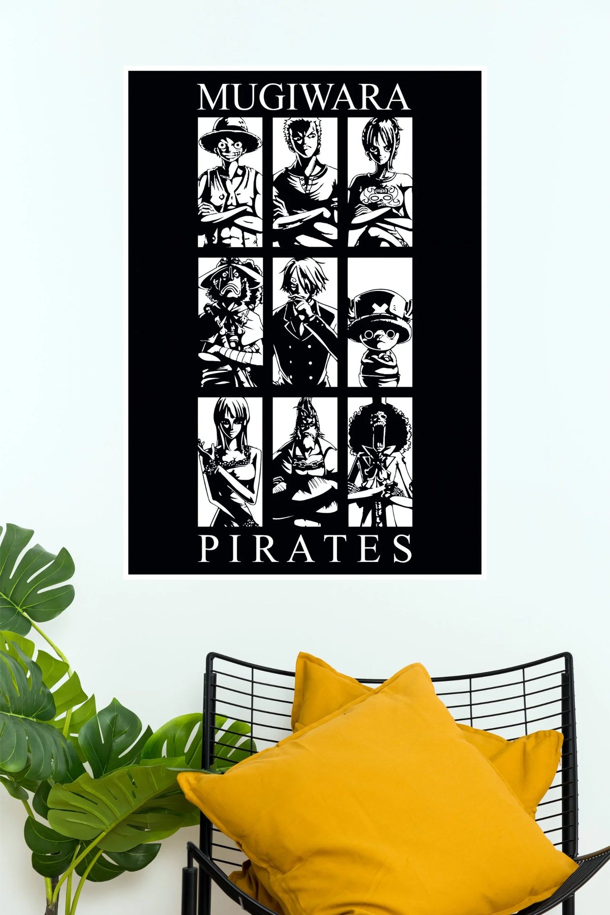 One Piece Mugiwara Pirates Monochrome Anime Wall Poster  (Anime Posters)