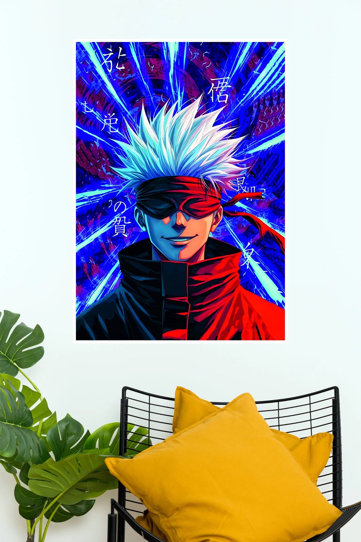 Satoru Gojo Electric Blue Neon Anime Wall Poster  (Anime Posters)