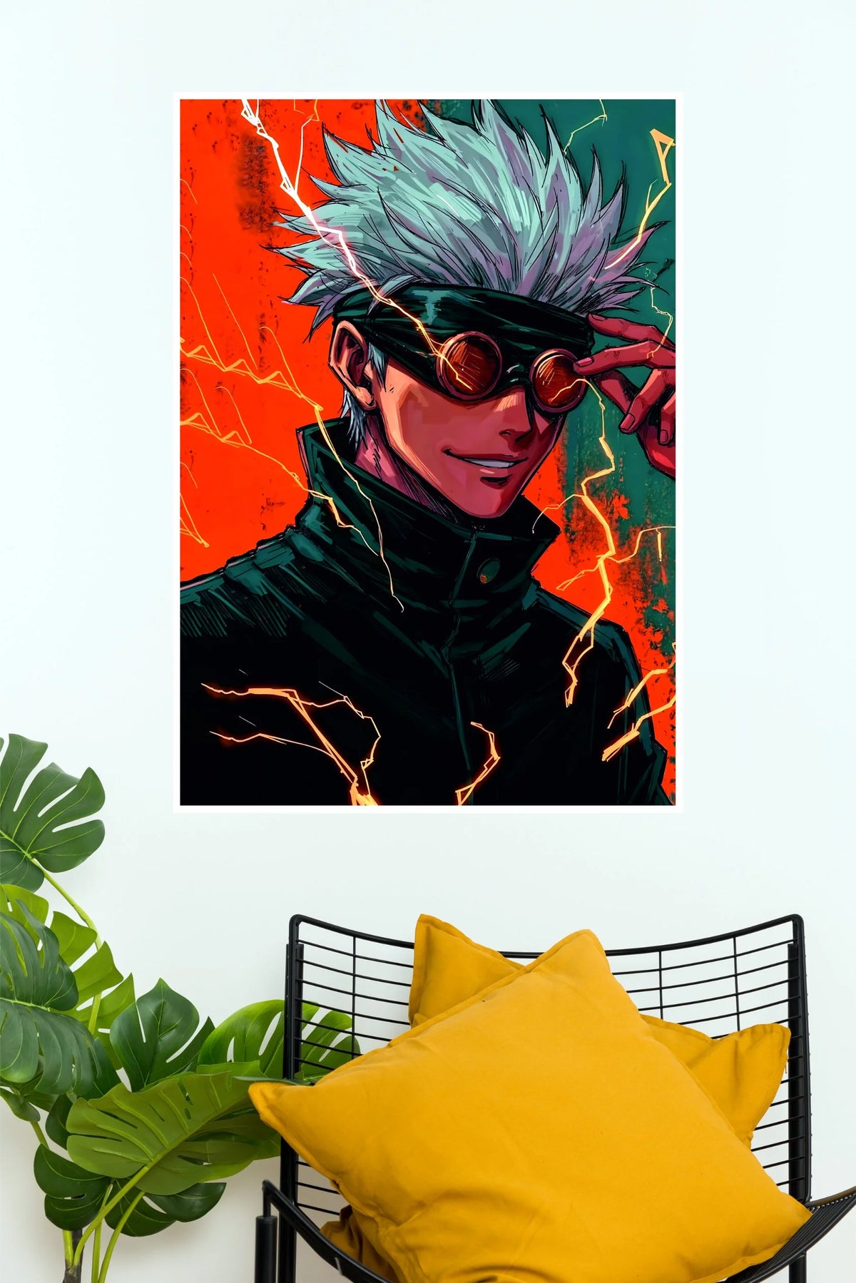 Satoru Gojo Crimson Thunder Anime Wall Poster   (Anime Posters)