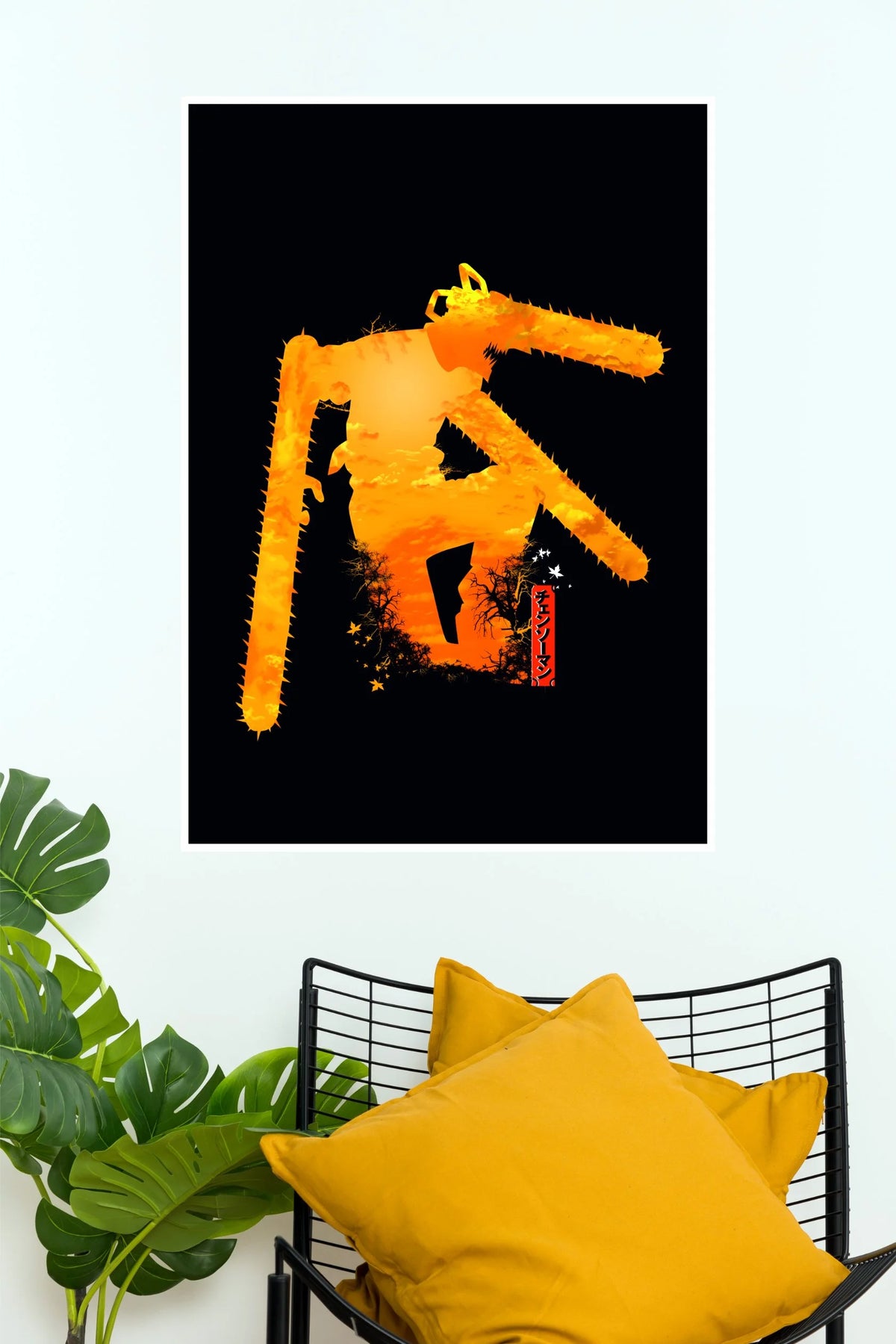 Chainsaw Man Fiery Devil Silhouette Wall Poster  (Anime Posters)