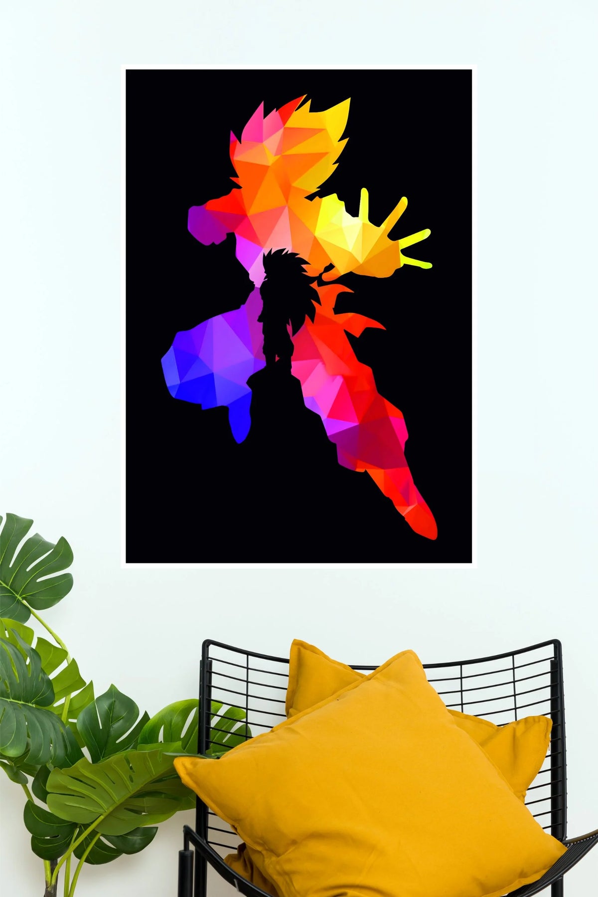 Goku Saiyan Legacy Colorful Geometric Wall Poster  (Anime Posters)